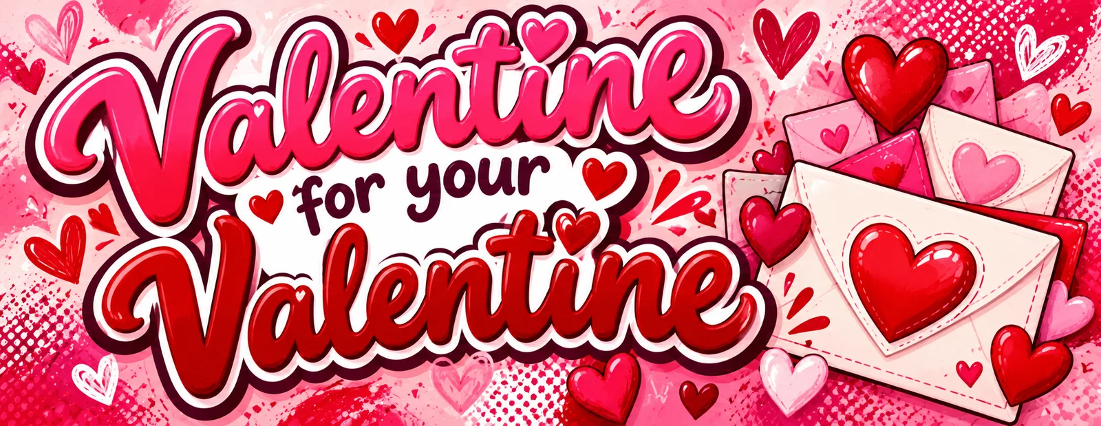 Valentine for your Valentine, with hearts and love letters